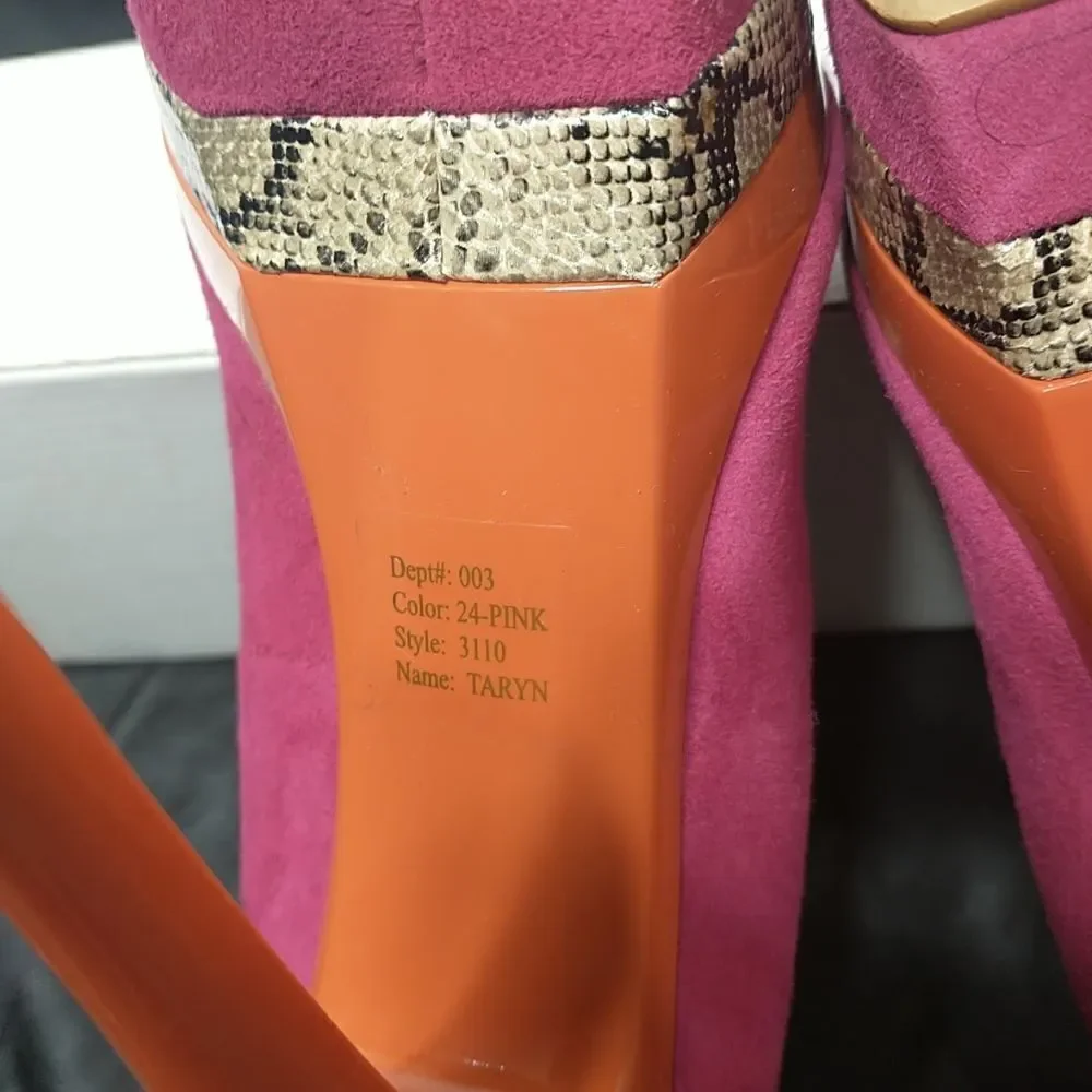 Bakers Woman's SZ 10 M Pink Orange Suede Snakeskin Pumps